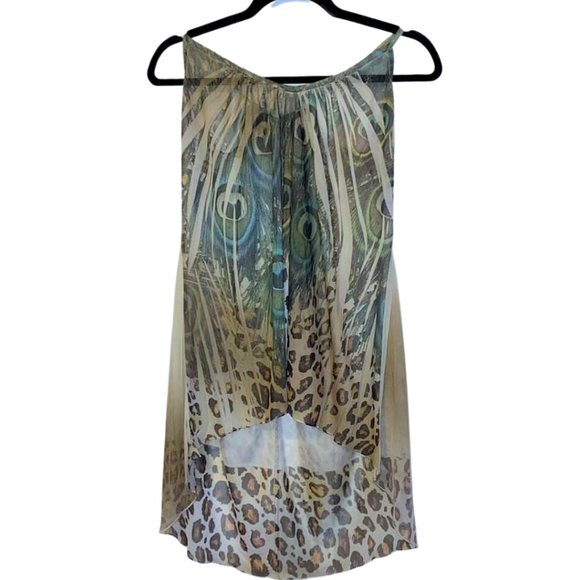 Mandee Sheer High Low Adjustable Blouse - Animal Print - Tie Back - Picture 1 of 10